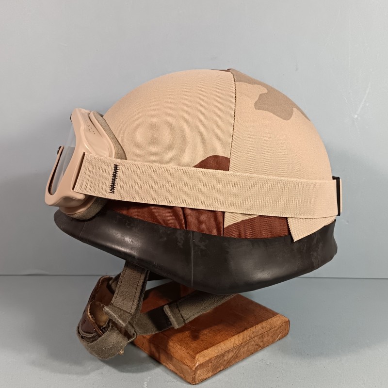 CASQUE F1 CAMOUFLE DAGUET GUERRE DU GOLF 1990 - 1991 COUVRE CASQUE ET LUNETTES BOLLE LEGION ETRANGERE DESERT STROM